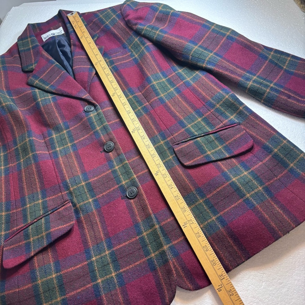 Vintage White Stag Women’s Size 16 Wool Blend Tartan Plaid Lined Blazer Jacket - Picture 7 of 11